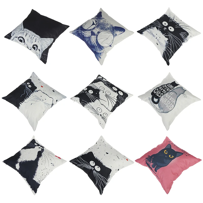 

Vintage white and black Cat Waist Throw Cushion Home Car Decor Dog Cotton cute Pillow Sofa
