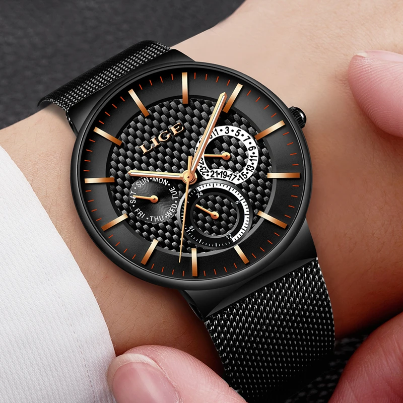 2018 New Watches Men Luxury Brand LIGE Chronograph Men Sports Watches Waterproof Full Steel Quartz Men's Watch Relogio Masculino