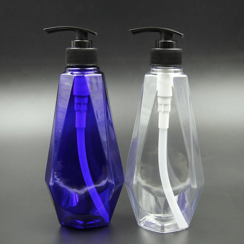 500ml clear/blue lotion refillable plastic bottles for shampoo ,shower