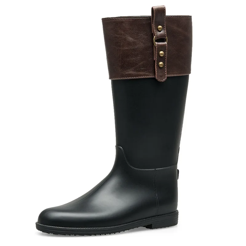 EXCARGO Woman Rubber Rain Boots Patchwork Leather Cool Tall Boots 2018 New Female Waterproof Water Shoes Ladies Fashion Boots 41
EXCARGO Woman Rubber Rain Boots Patchwork Leather Cool Tall Boots 2018 New Female Waterproof Water Shoes Ladies Fashion Boots 41