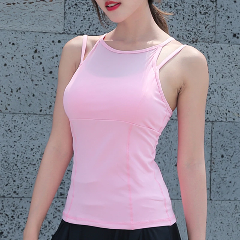 Women Sports Bra Back Cross Mesh Breathable Fitness Bras Vest Padded