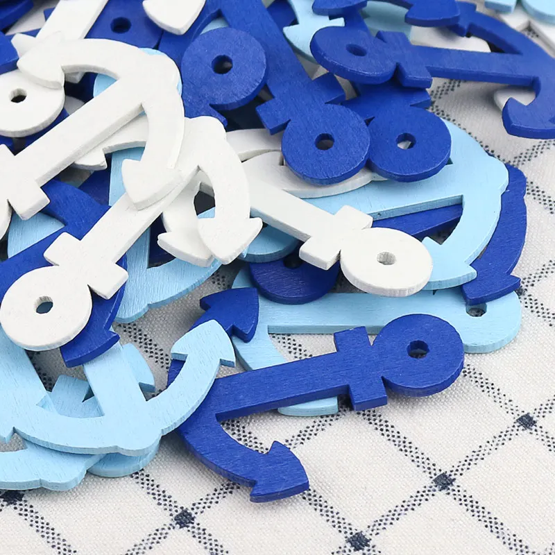 

10pcs/bag Mixed Colors Anchor Style Hollow Wood Decoration Wall Hanging Wall Stick Wooden Chips Modern Home Decor Ornament