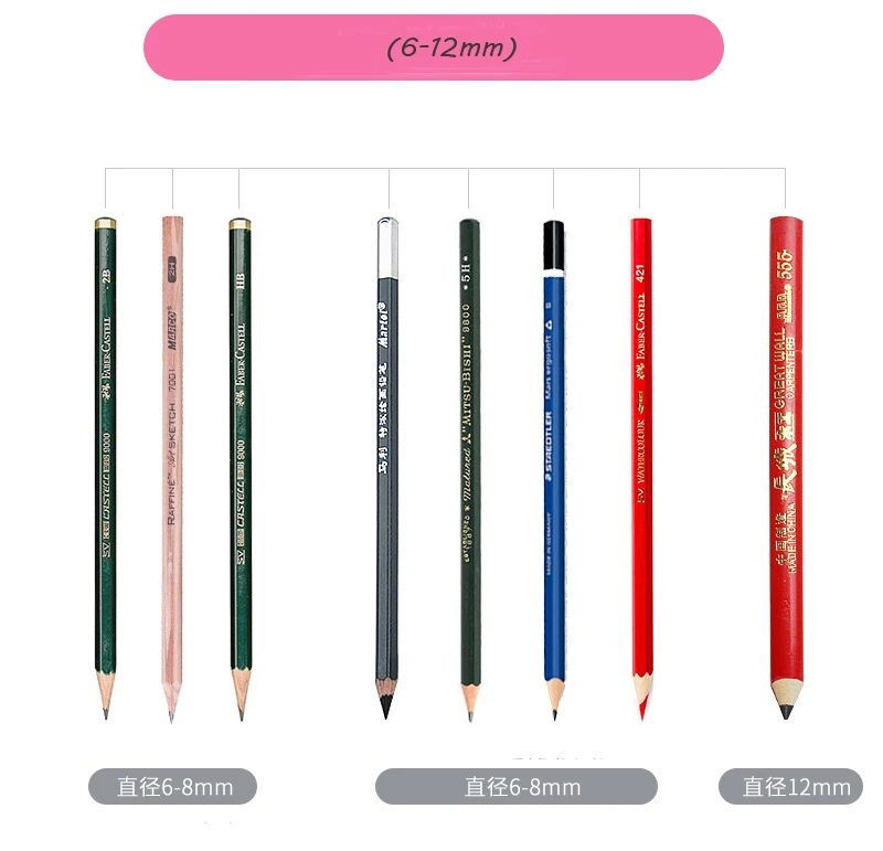 Elétrica do Uso do Apontador de Lápis com Apontador de Dois Artigos de Papelaria Furos para 6-12mm Bateria Lápis Escola Pintura Arte Suprimentos 6 Apontadores de lápis