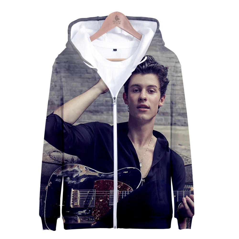 

Spring Autumn Men Print character New Singer Shawn Mendes Zipper Hoodies Mujer femme Sweatshirts Unisex Male Tops Streetwear