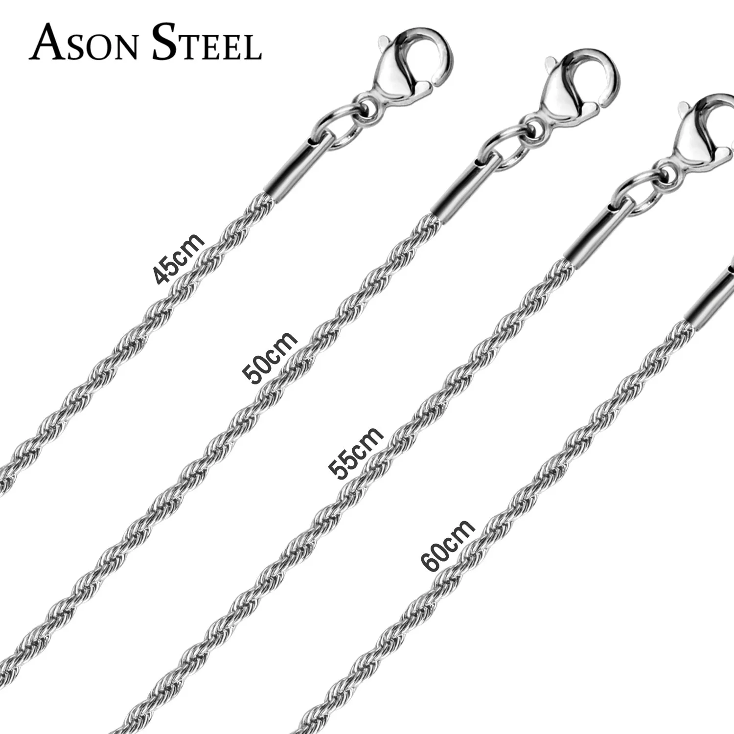 Buy ASONSTEEL Width 2mm Stainless Steel Rope Chain