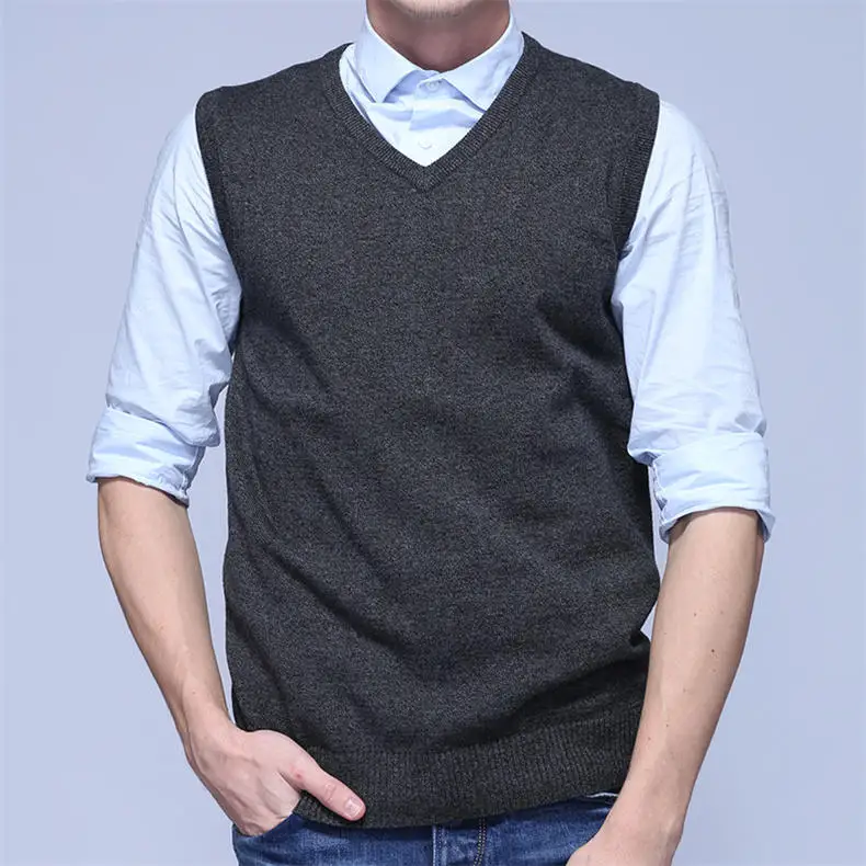 Men Sweater Vest MuLS Brand Winter Colored Wool Knitted Sleeveless Sweater Male Cotton Jumper Autumn Spring 2018 New Size M-3XL-06