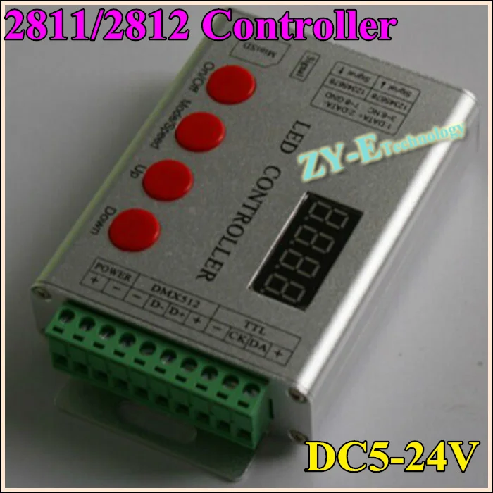 

4key controller2811/2812 full-color LED controller with SD programmable SPI-DMX512 synchronous controller DC5v-24v freeshipping
