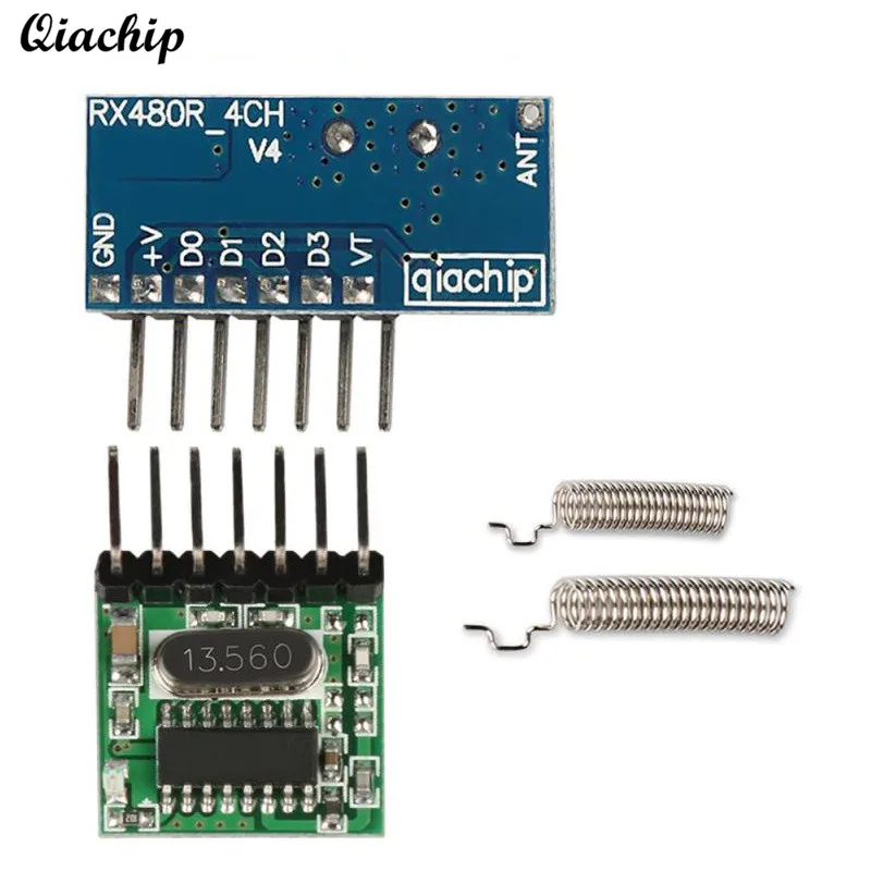 

QIACHIP 433MHz Wireless RF Relay Receiver and Transmitter EV 1527 Button Encoding 433 mhz Remote Control Switch Module Z30