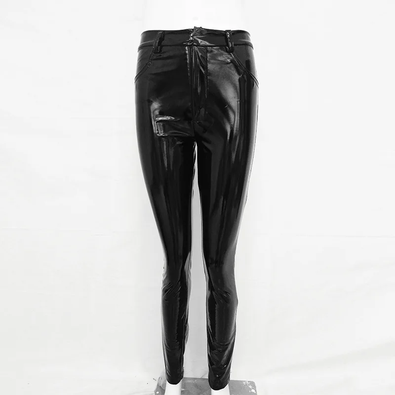 Модные брендовые глянцевые женские брюки из искусственной кожи, осень-весна, тонкие узкие брюки из искусственной кожи для отдыха, Прямая поставка wj2699