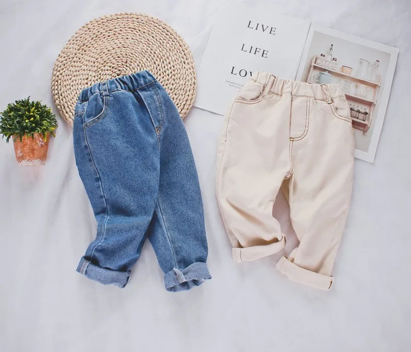 

Unisex Kids Jeans For Girl Korean Casual Elastic Waist Jeans For Boy Toddler Baby Spring Autumn Trousers New Arrival 2 3 4 5 6 Y