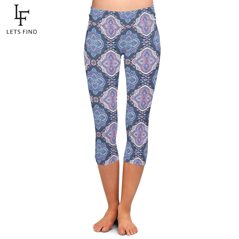 Hot Sales Leggings Digital Print High Waist High Elasticity Women Pants Plus Size Mid-Calf 3/4 Stretch Capri Leggings Hot Sales Leggings Digital Print High Waist High Elasticity Women Pants Plus Size Mid-Calf 3/4 Stretch Capri Leggings