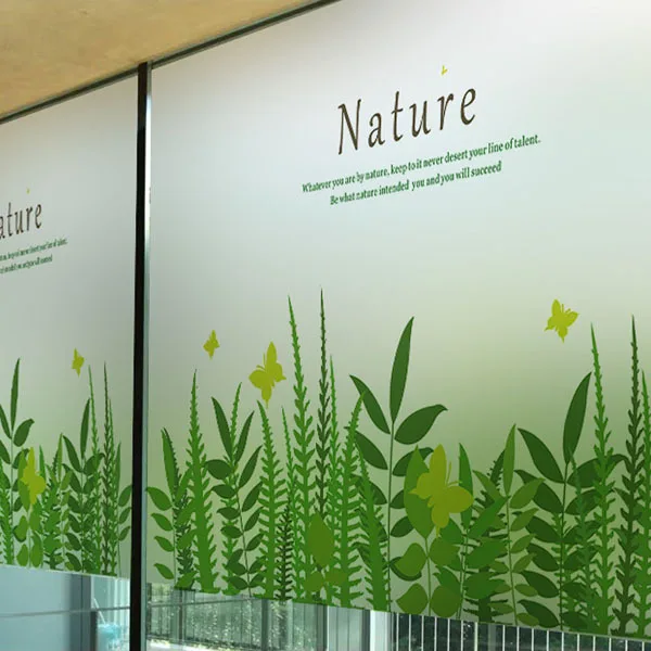 green grass wall stickers transparent glass film window sticker