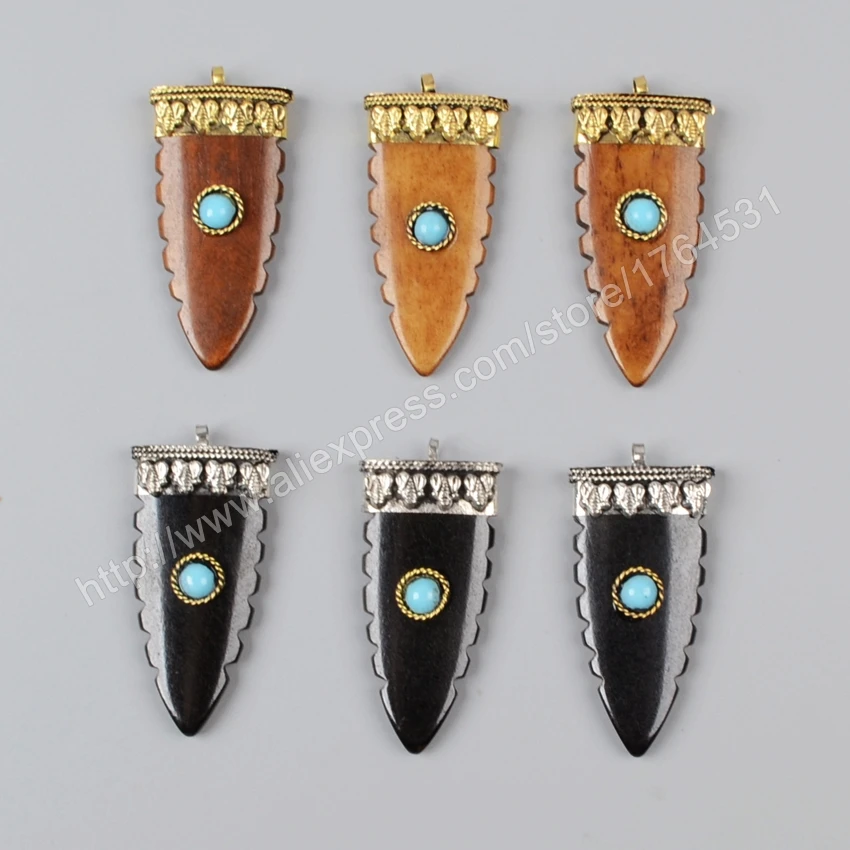 BOROSA Ox Bone Arrowhead золотистая Серебристая крышка коричневый черный подвеска с