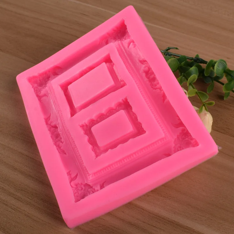 3 Even Big Retro Relief Mirror Frame Silicone Moulds 3D Chocolate Party Cake Decorating Tools DIY Baking Fondant Silicone Molds2