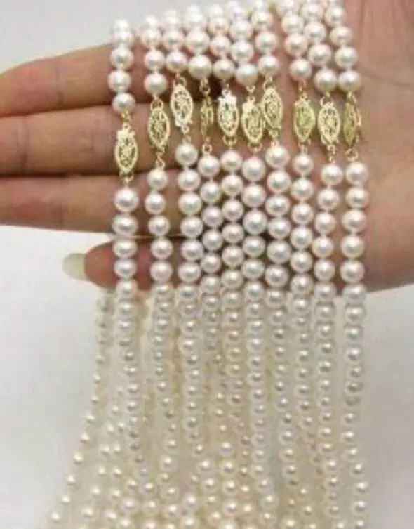 

FREE SHIPPINGWHOLESALE 10PC 6-7MM WHITE AKOYA CULTURED PEARL NECKLACE 17" AAA
