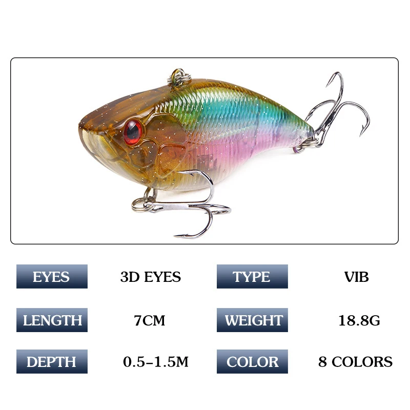 VIB рыболовные приманки 1 шт. 7 см 18,8 г тонущие Джеркбейт вибрационные воблеры Пластиковые Погремушки VIB жесткая приманка искусственная приманка
