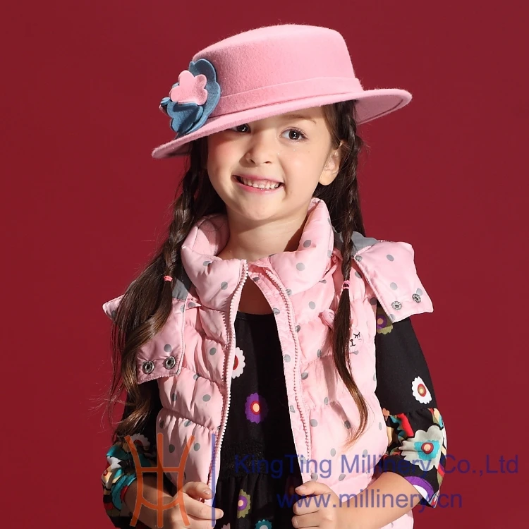 Hot Selling Girl s Winter Wool Hats New Designs Lovely Pink Flower Girl Wedding party Hair