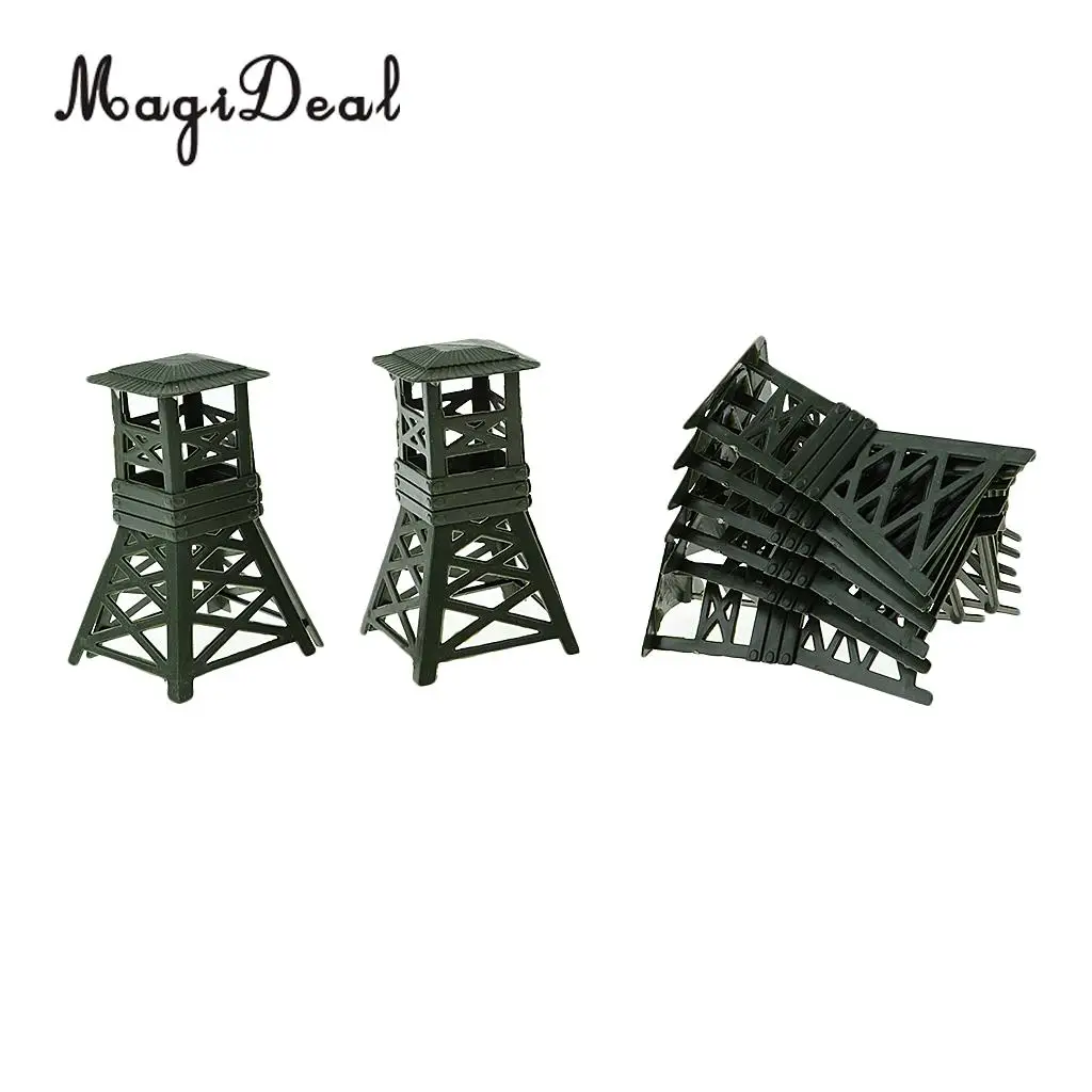 10Pcs/Set Military Watch Tower 9cm Model Plastic Toy Soldier Army Men Accs for Wargame Scenery Building Boys Toys