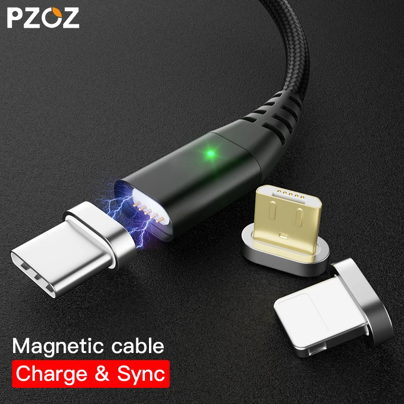 PZOZ Магнитный кабель type C Micro USB C адаптер для iphone 8 samsung Microusb type-C зарядное устройство для телефона usb Магнитный кабель Быстрая зарядка