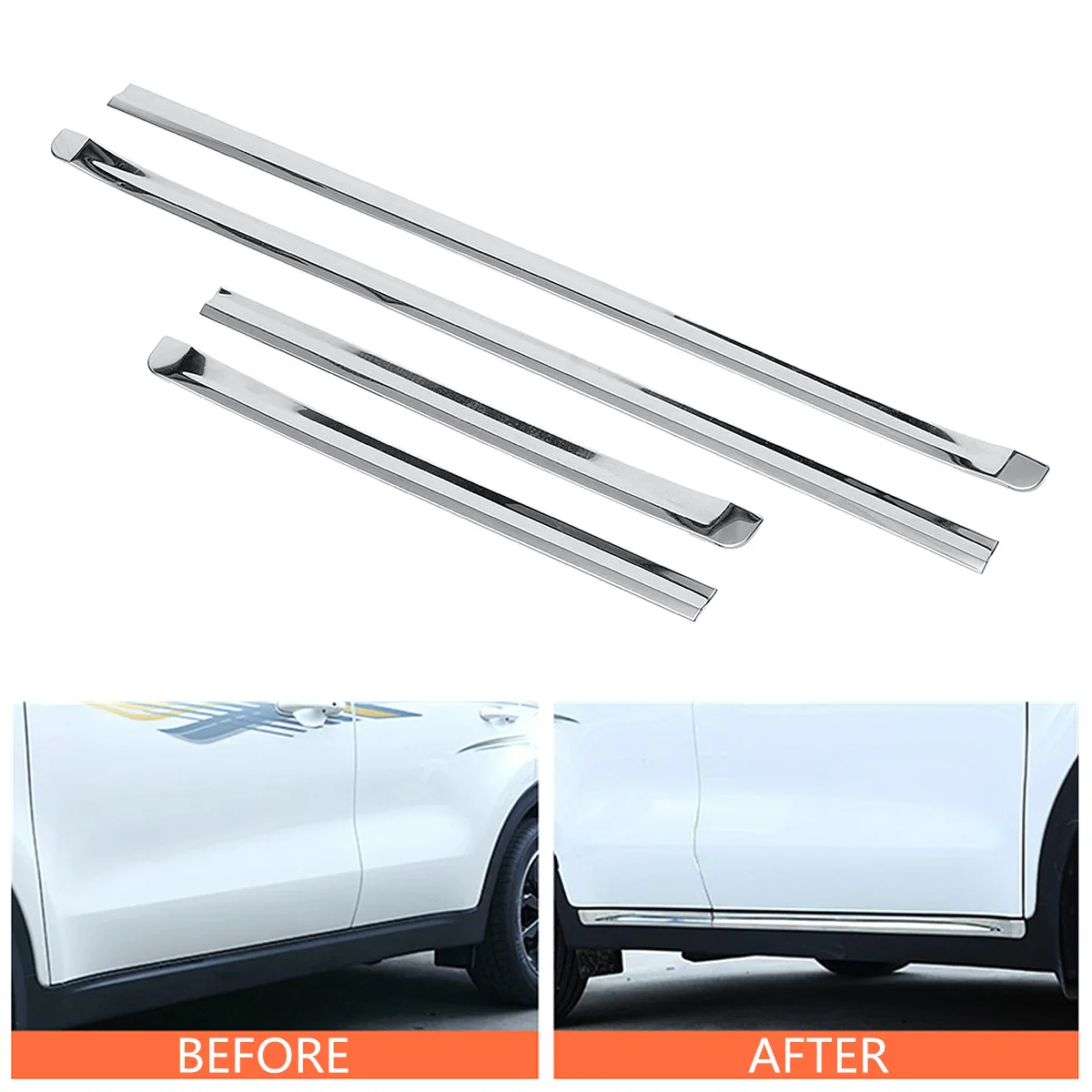 

Waterproof 58 x4.3cm/103 x3.8cm ABS Plating Chrome Door Side Line Garnish Body Molding Cover Trim for Kia Sportage 2017 2018