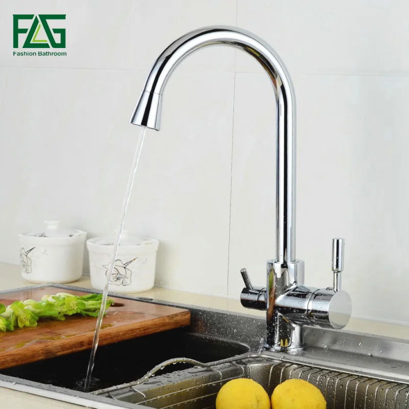 

FLG 3 Way Tap Kitchen faucets Water Drinking Water Faucet Chrome Kitchen Taps Mixer Water Filter Rotatable Purify Mixer 255-33C
