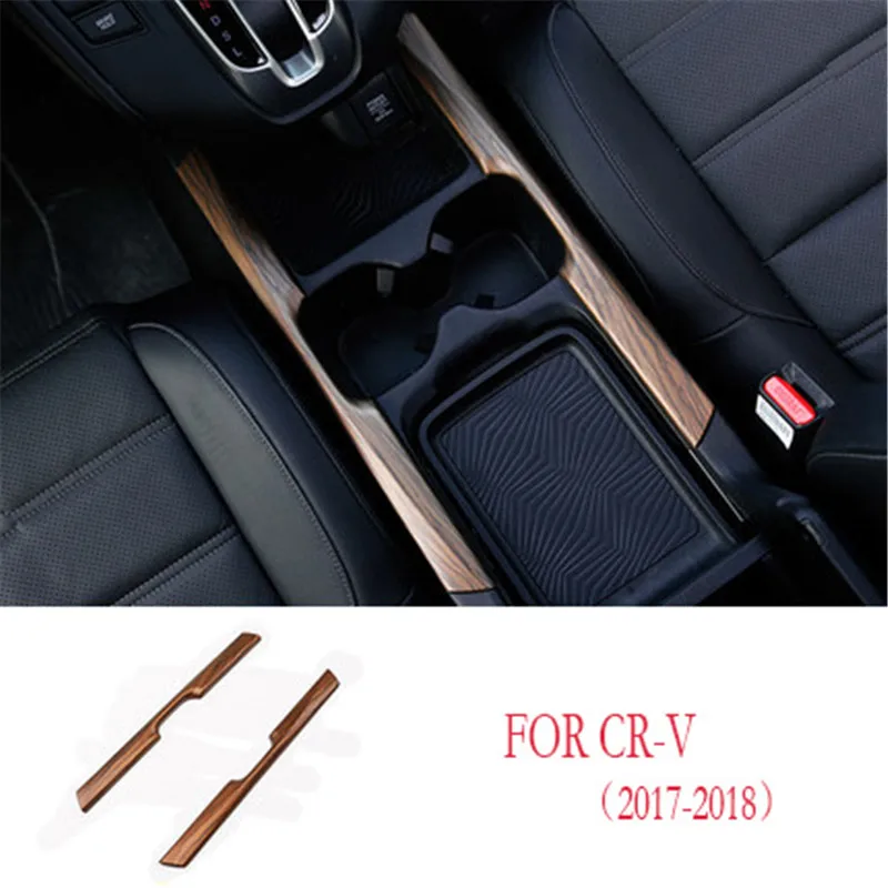 

2Pcs Peach Wood Grain Water Cup Holder Cover Trim For Honda For CRV For CR-V 2017 2018 Styling Decoration Interior Accessories