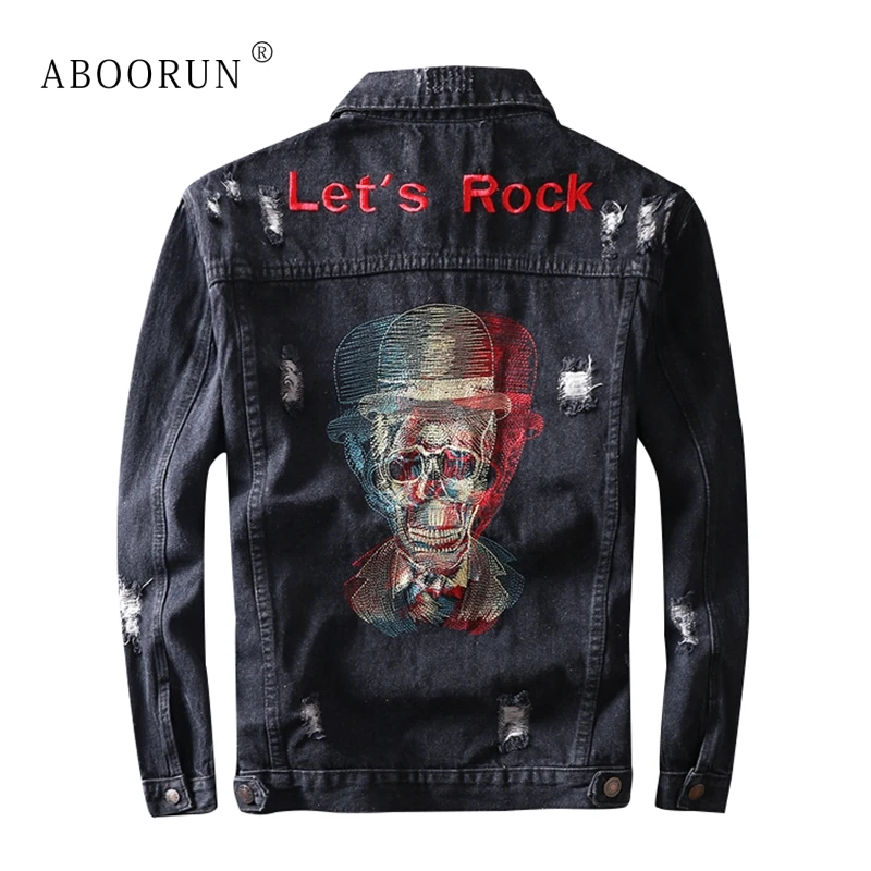 ABOORUN недорогая обувь для мужчин Модная Джинсовая куртка девочек черные джинсы с