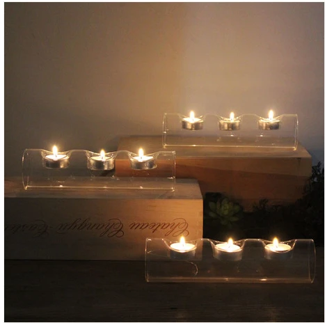 

3 Holes Conjoined Tube Tealight Candle holder Home Dinner Wedding Decor x 1