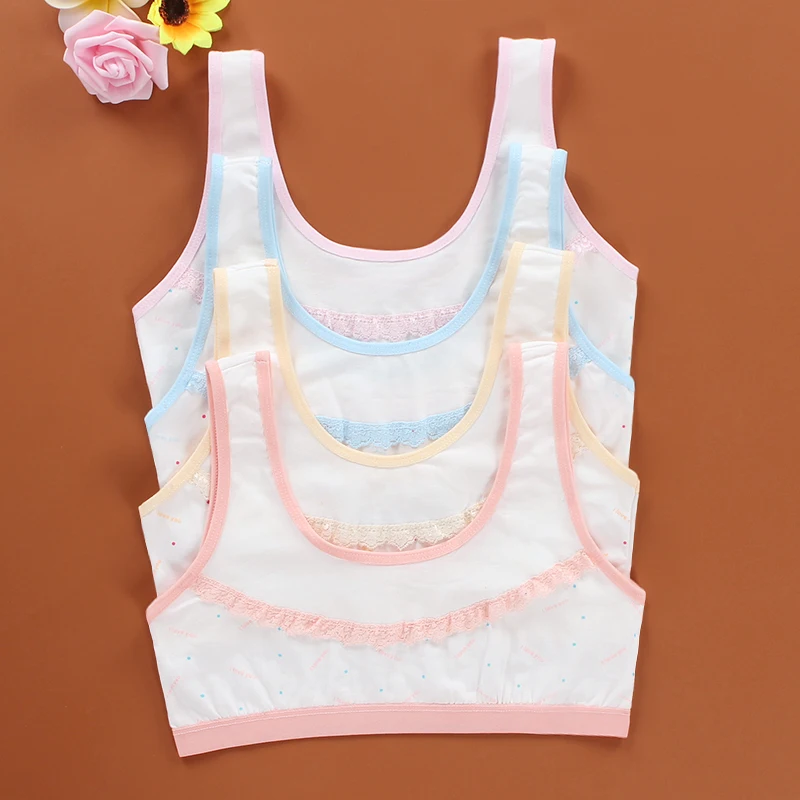

8-14Years Old Teen bra Cotton/Spandex Underwear Lace vest Children Lingerie Young Adolescente Kids Big girls Puberty 1 piece