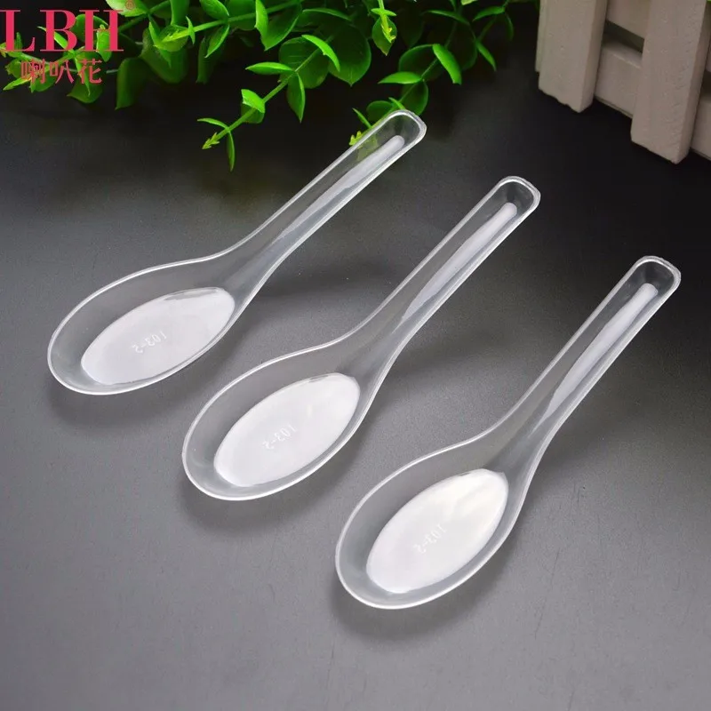 60PCS Disposable Soup Spoons Translucent Plastic Spoon Convenient Outdoor Dining Tool Use