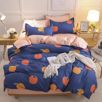 

3/4Pcs Bedding Set Pastoral Plant Printing Pillowcase Duvet Cover Bed Sheet King Queen Tiwn Full Home textile Family Bed Linens