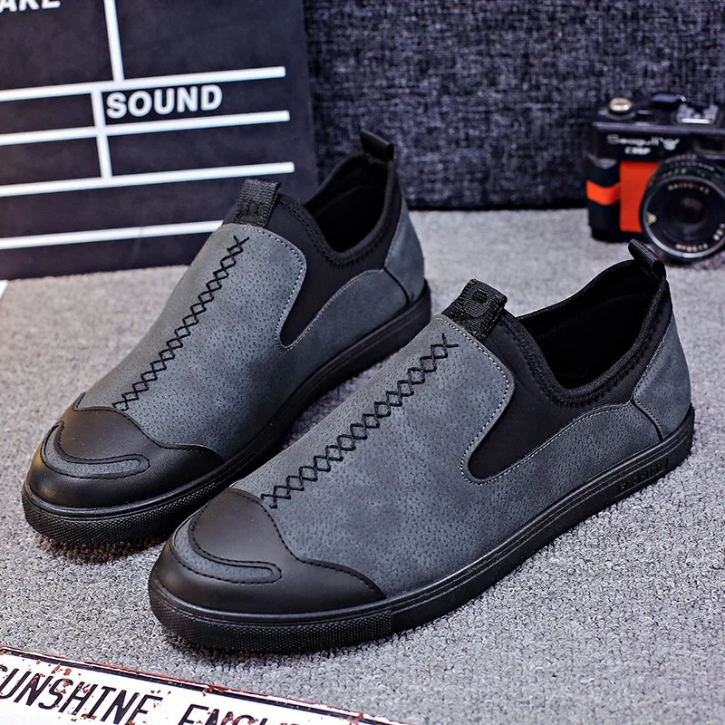 

Men's vulcanized shoes men's spring and autumn fashion with solid color men's shoes fashion flat casual shoes