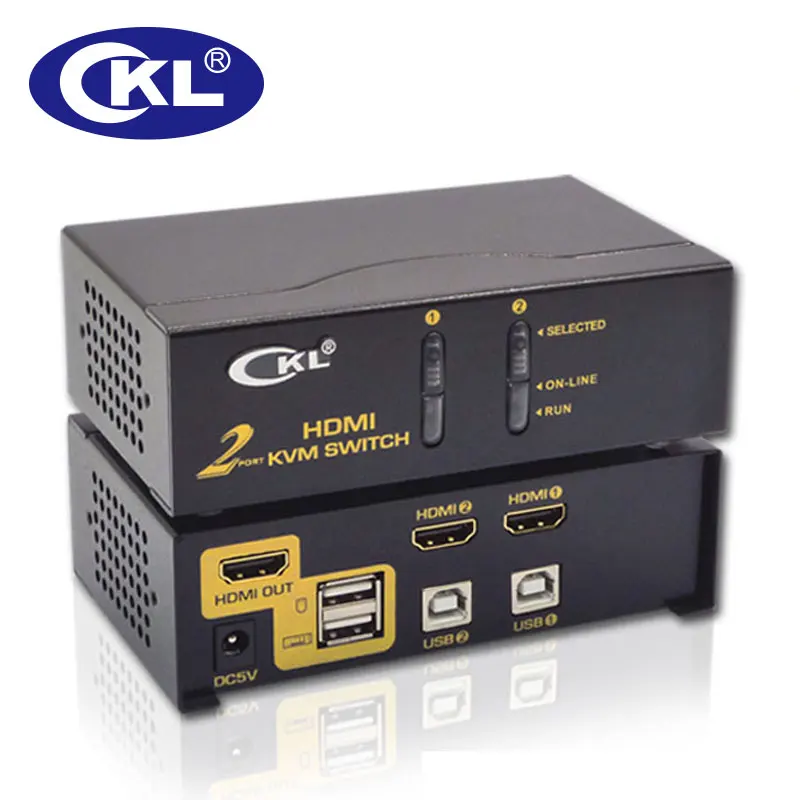 CKL 2 Port USB HDMI KVM Switch, PC Monitor Keyboard Mouse