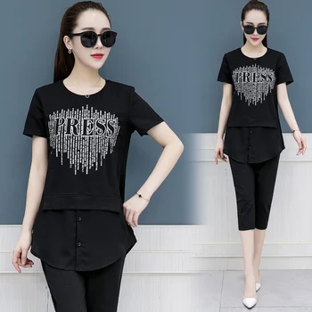 

Plus Size 4xl 2 Piece Set Women Tracksuit Casual Year-old Female Costume Leisure Trousers Suit Set Loose Conjunto Feminino