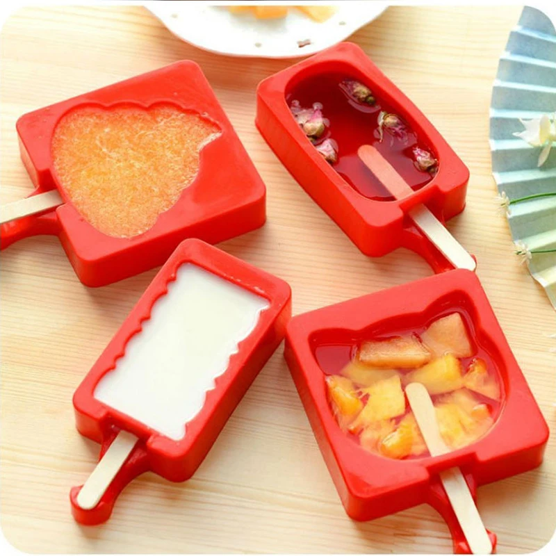 Buy Cartoon DIY Silicone Ice Cream Mold Popsicle Molds Popsicle Maker Holder