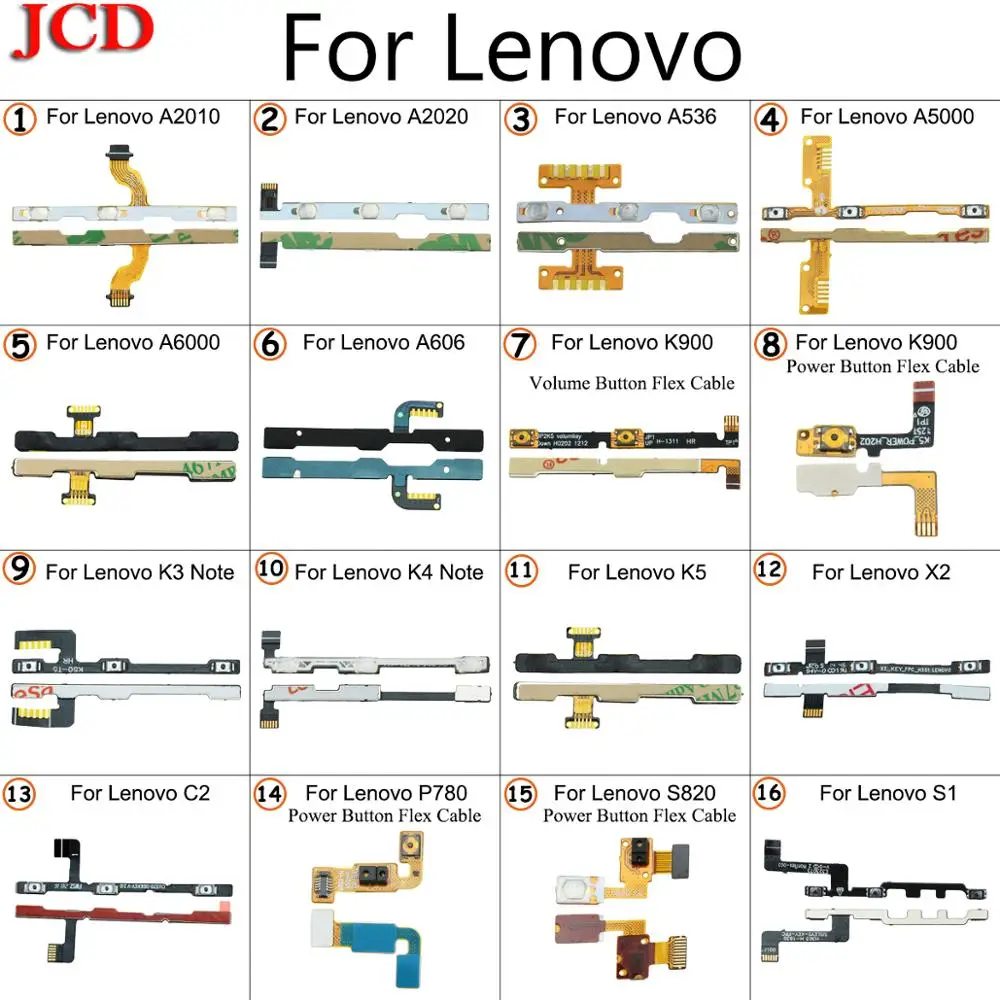 JCD For lenovo A2010 A2020 A536 A5000 A6000 K900 K3 K4 Note K5 X2 C2 S1 Power On Off Volume Up Down Button Key Switch Flex Cable