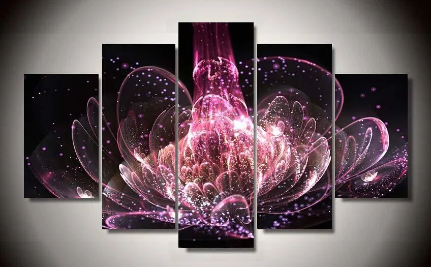 

Numbers 5 Panel Framed Painting Colorful Flowers Picture 2016 New Hot Sale Painting Wall Art Room Decor Print Canvas Nature