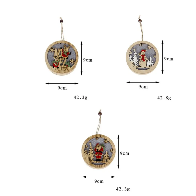 Round Santa Claus Ornaments Christmas LED Light Hanging Decor Tree Wood Luminous Decoration Kid Gifts|Кулоны и подвески| |
