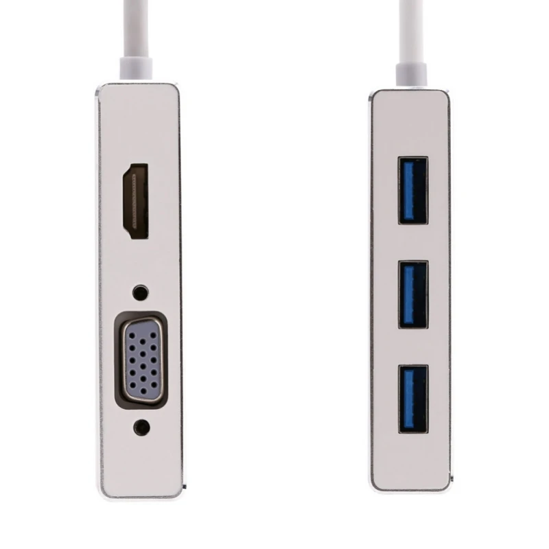 5 в 1 многофункциональный конвертер Тип-C HDMI, VGA, USB 3,0 Multi-port Plug-and-игровой адаптер кабель