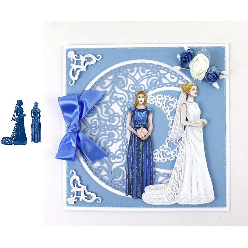 

Bride and Bridesmaid Woman Human Figure Metal Cutting Dies Stencils for Scrapbooking Embossing Die Cards Making New 2019