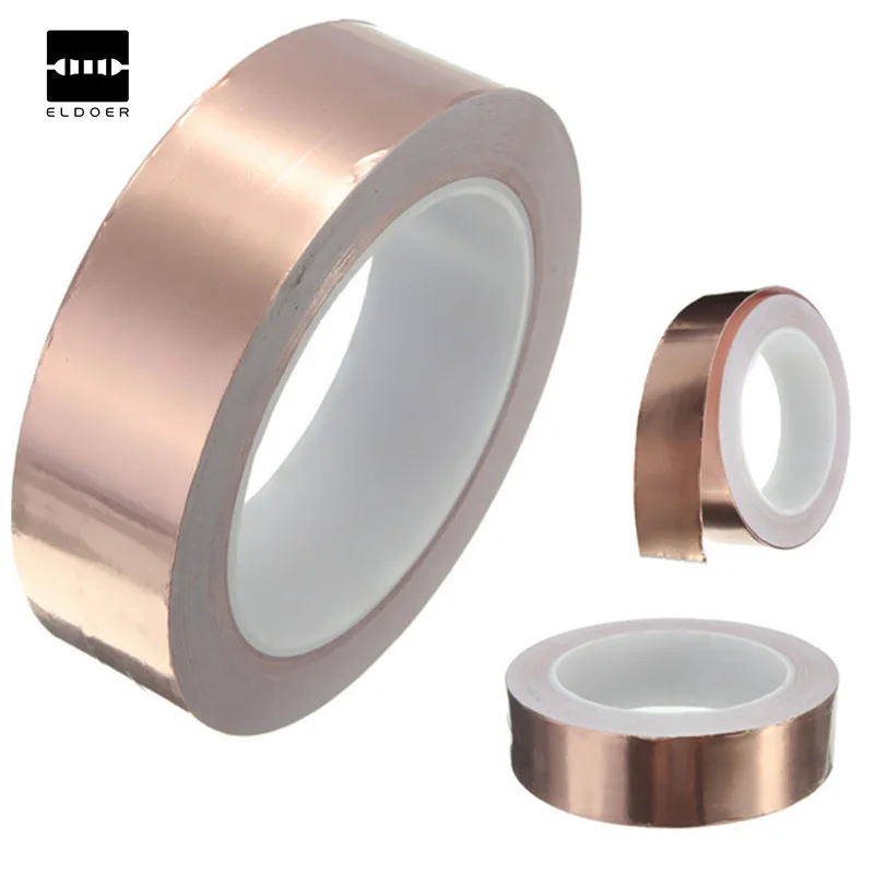Hot sales 30mmx20m Adhesive Single Face Electric Conduction Copper Foil Tape EMI Shielding Guitar Slug And