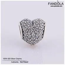 Проложить сердце талисманы подходит для женщин браслет 925 пробы серебристый прозрачный Кристальный бусины для изготовления ювелирных изделий Berloque