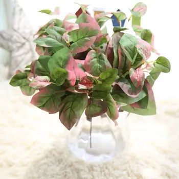 

2018 New 6 heads leaves Artificial Flower Green Leaf Plant For Home Wedding Car DIY Wreath Decorative Bridal Flower 30pcs