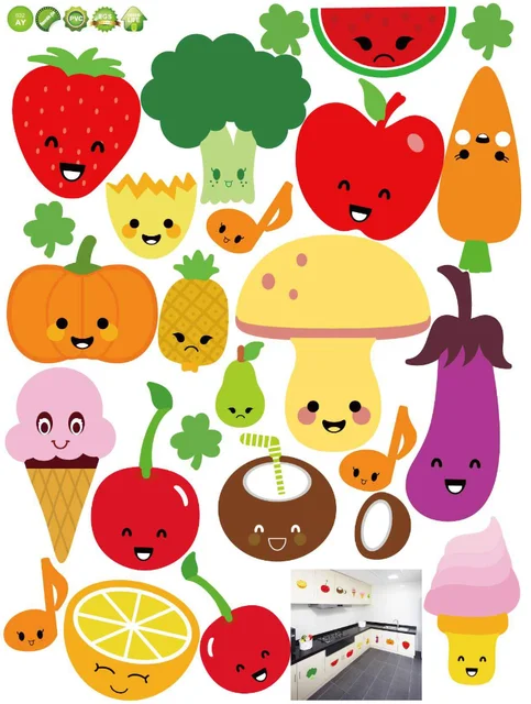 2016 colorido espejo de la cocina pegatinas de pared armario Dining