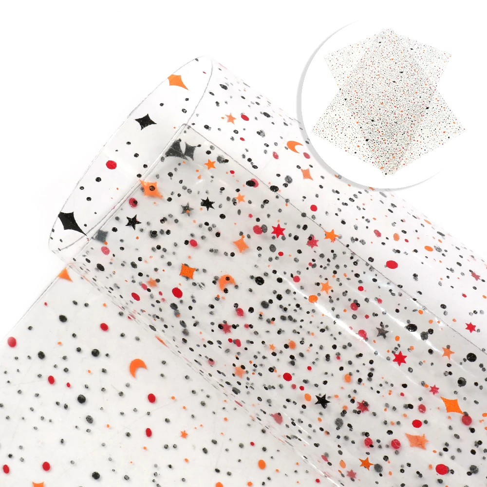 

David accessories 20*34cm Star Transparent Printed PVC Synthetic Leather Fabric,DIY Hairbow Handbag Crafts Material,1Yc6690