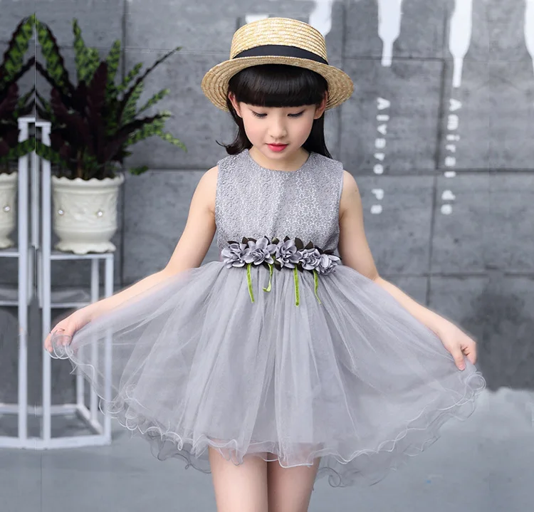 

Children Silk Ribbon Kidney Dance Princess 2017 Summer Girl Vest Thick And Disorderly Six One Dress Kids Clothing Mesh