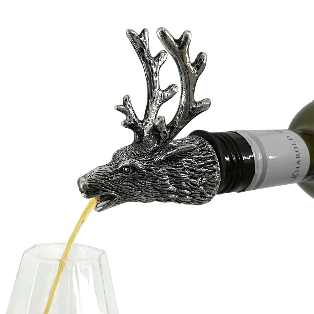 

Unique New Stainless Steel Deer Stag Head Wine Pourer Wine Bottle Stoppers Wine Aerators Bar Tools With Box