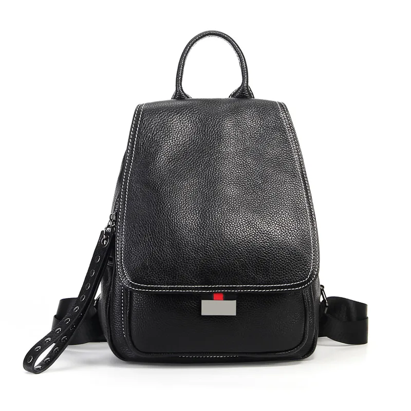 Nesitu, высокое качество, новая мода, черный, красный, коричневый, зеленый, натуральная кожа, женский рюкзак, натуральная кожа, для девушек, дорожные сумки, M021 - Цвет: black