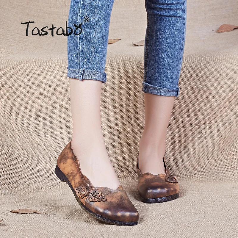 

Tastabo Loafers Women Shoes Genuine Leather Shallow Flats Handmade Casual Shoes Women
