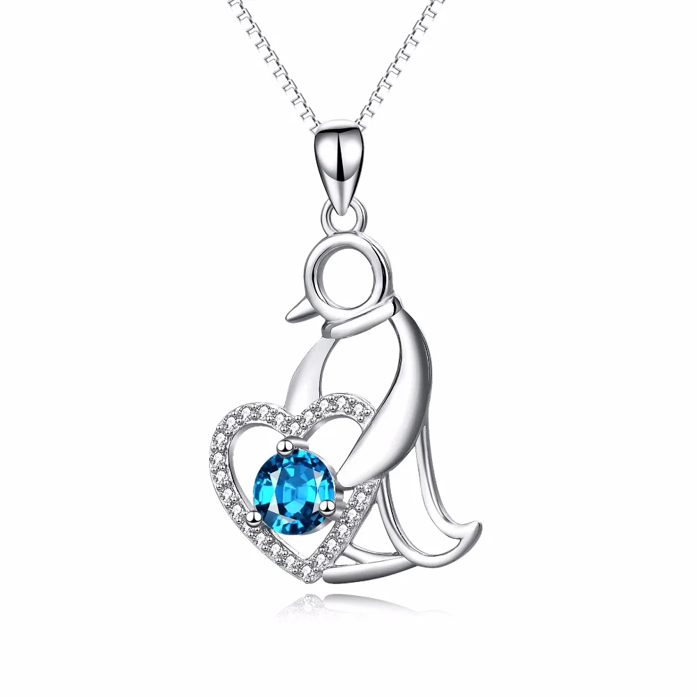 

New Arrival 925 Sterling Silver Penguin Love Heart Necklace PYX0120